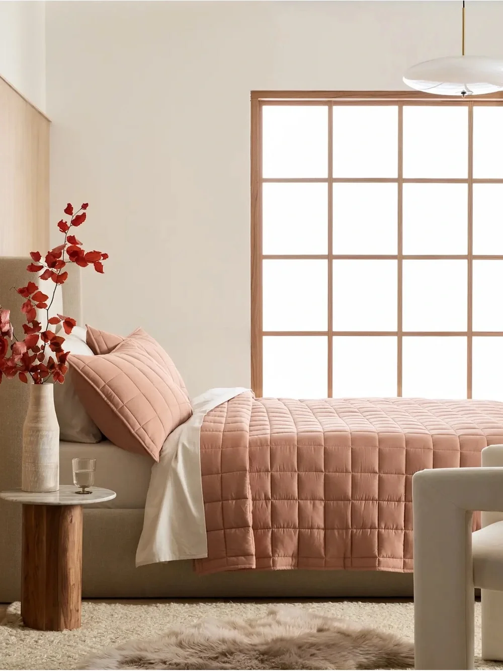 Quince Bamboo Box Quilt Twin Throw NWT Clay color